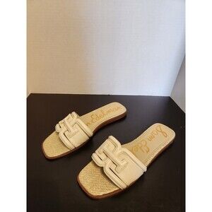 Sam Edelman Irina Logo Emblem Slide Sandals - Ivory Size 8